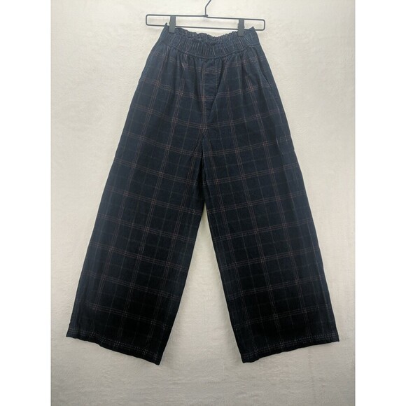 Madewell Corduroy Windowpane Pattern Pull On Wide Leg Trendy Pants Women's XXS - Picture 1 of 9
